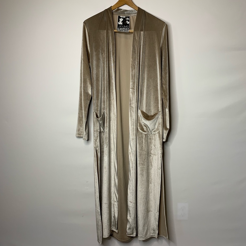 Young Fabulous & Broke Champagne Velvet Duster Lg